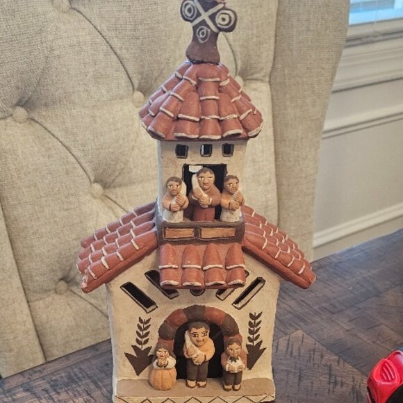 Clay Terra Cotta Pottery Peru Peruvian Church Folk Art ~ minor damage - Picture 1 of 6